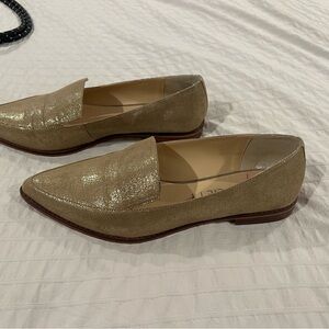 Sole Society Shimmery Gold Pointed Slip-On Loafers